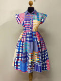 Front view of Stylish Plaid Patchwork Bodycon Dress for Effortless Casual Elegance in Multicolor color
