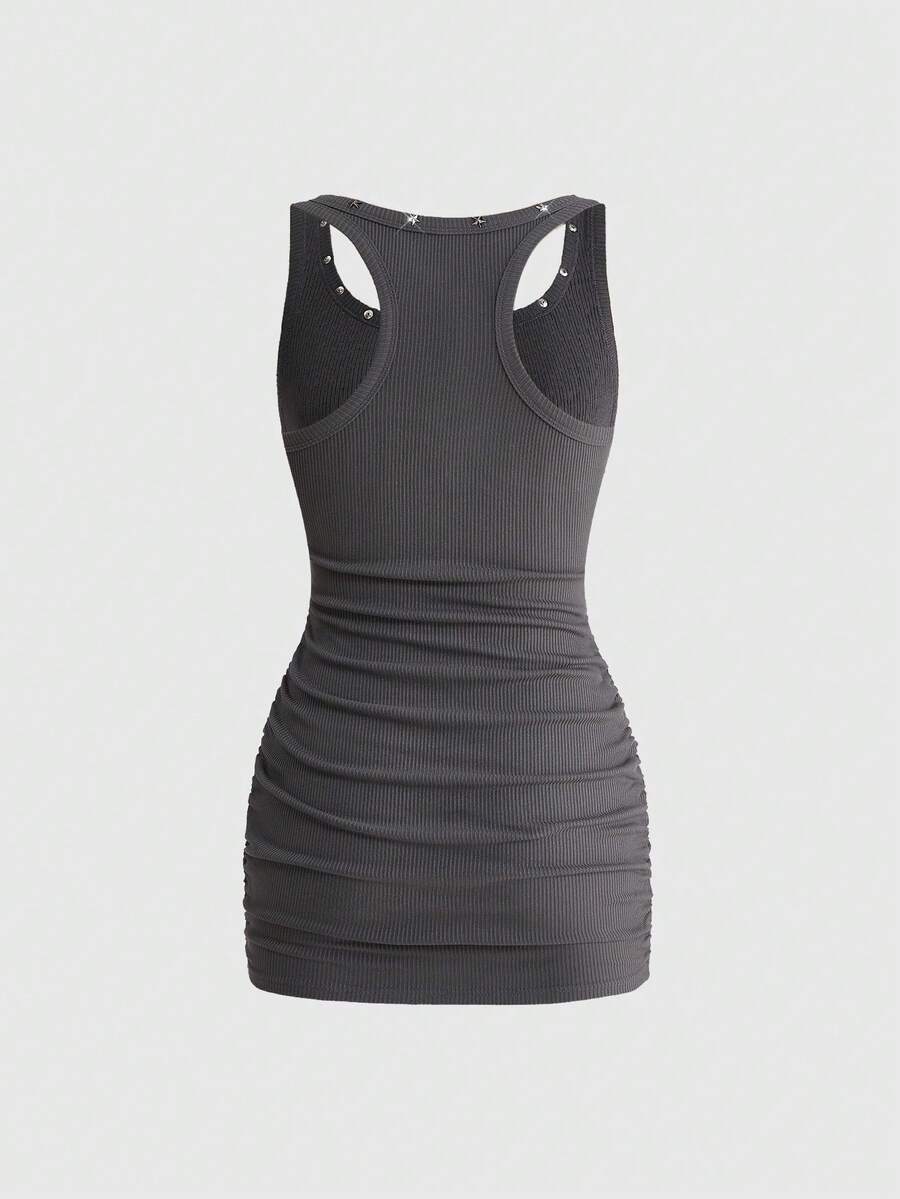 Streetwear bodycon mini dress close-up with textured print