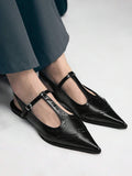 Color option view of Chic Black Patent Leather T-Strap Stiletto Sandals - Retro Hollow Design for Women for punk motorcycle boot styling