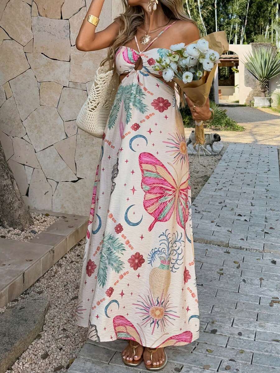 Step Into Romance with Our Elegant Floral Print Lace-Up Dress!

Elevate your wardrobe with this enchanting floral masterpiece, designed for the woman who loves a blend of classic elegance and modern charm. Whether you're heading to a sun-drenched getaway or a moonlit dinner, this dress ensures you arrive in style.

Intricate Floral Artistry: The delicate floral print captures the essence of a blooming garden, offering a timeless look that is both sophisticated and refreshing.

Customizable Lace-Up Detail: F