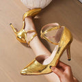 Side view of 2026 Trendy Super High Heel Pointed Toe Women's Shoes with Stylish Marble Pattern for shoes styling