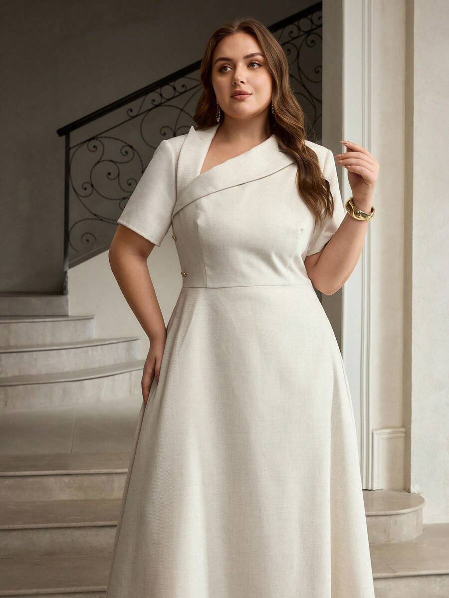 Hem detail of Chic Asymmetric Oblique Collar Ruched Waist Dress for Effortless Style