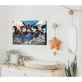 Cute rustic farm animals canvas shown in kids room mockup
