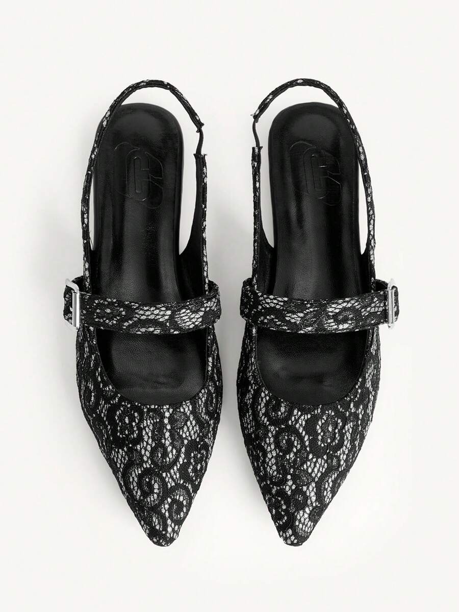 Elevate your footwear collection with these sophisticated beige lace flats, designed for versatility and timeless elegance. Featuring a delicate back strap and pointed toe silhouette, these Mary Jane-style flats transition seamlessly from weddings to everyday wear. The textured lace upper pairs beautifully with the durable rubber sole, while the PU leather lining ensures comfort throughout the day. Whether you're celebrating a special occasion or adding a refined touch to your casual wardrobe, these flats d