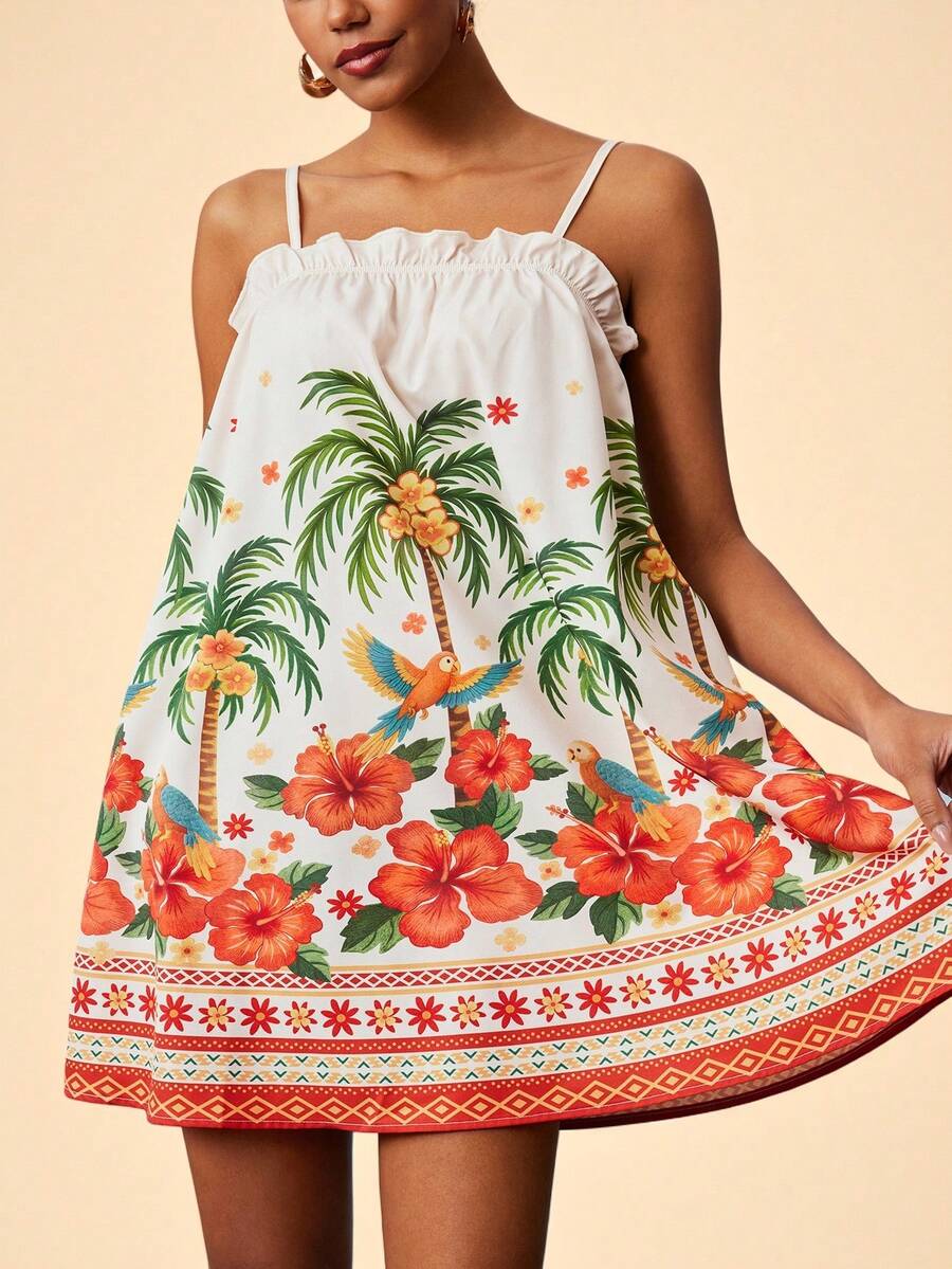 Exude Vibrant Sophistication in Our Tropical Parrot Print Ruffle Trim Summer Dress!

Experience the breathtaking fusion of exotic wildlife heritage and sharp, modern artisanal tailoring. This stunning ruffled summer dress is meticulously designed for the woman who values a high-fashion, "quiet luxury" approach to resort wear—the ultimate centerpiece for prestigious beachside dinners, exclusive tropical weddings, and high-authority seasonal events.

Iconic Parrot Print Artistry: Featuring a masterfully curat