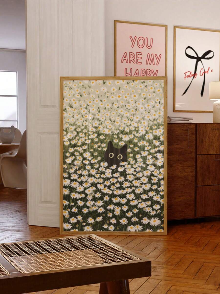 Bring vintage charm to your space with this enchanting black cat art print. Nestled among delicate daisies, this whimsical illustration captures the serene beauty of feline companionship. Perfect for cat lovers and nature enthusiasts alike, it adds warmth and character to bedrooms, living rooms, or any cozy corner. The frameless design offers versatile display options—frame it yourself or use it as-is for an effortless, gallery-ready look. 