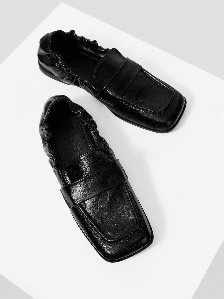 Back view of Women's Square Toe Pleated Casual Loafers for Effortless Style This Valentine's Day for casual loafer styling