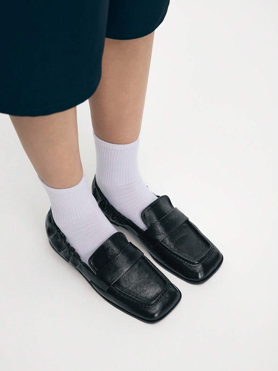 Outsole view of Women's Square Toe Pleated Casual Loafers for Effortless Style This Valentine's Day for casual loafer styling