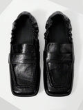 Lifestyle view of Women's Square Toe Pleated Casual Loafers for Effortless Style This Valentine's Day for casual loafer styling
