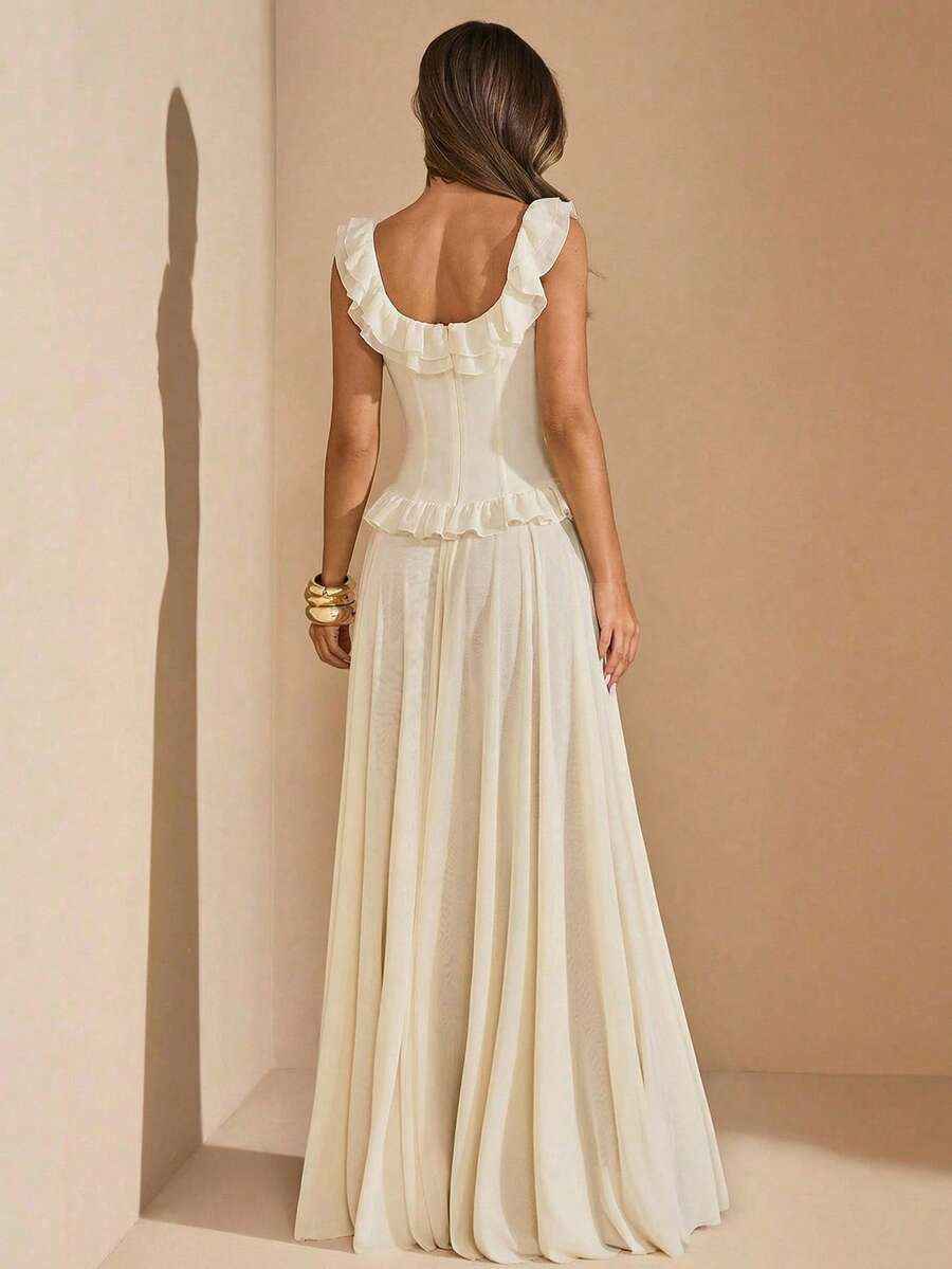 Elevate your wardrobe with this Apricot Sleeveless V-Neck Flared A-Line Maxi Dress, designed for women who love timeless elegance and effortless sophistication. Featuring a flattering V-neckline, sleeveless silhouette, and graceful A-line shape, this maxi dress creates a feminine and flowing look for any occasion.