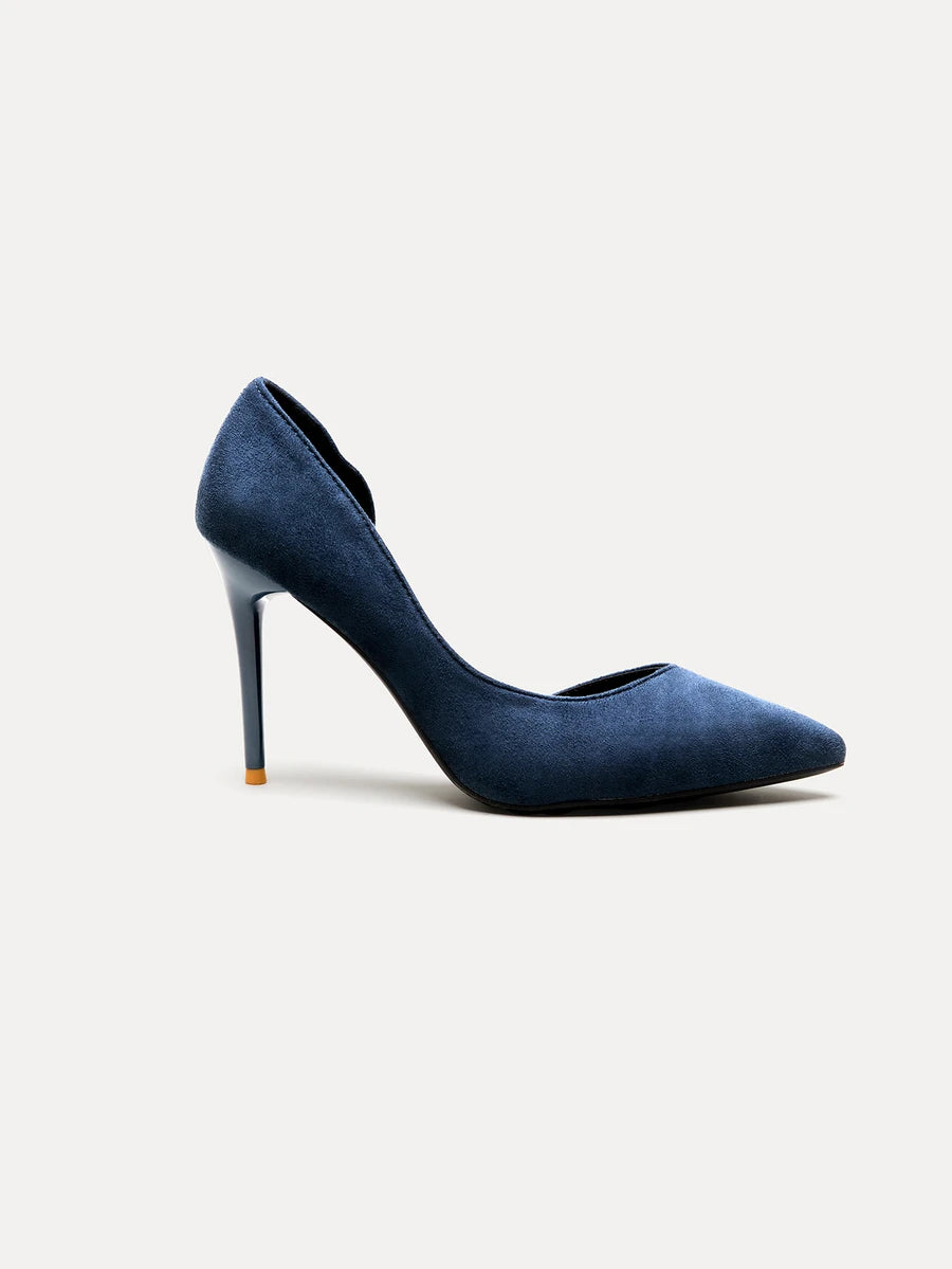 Elevate your seasonal wardrobe with these sophisticated blue stiletto pumps, designed for the discerning woman who values refined style. The striking pointed toe silhouette and chic side hollow-out detailing create an eye-catching aesthetic that transitions seamlessly from office to evening. Crafted with a sleek stiletto heel, these pumps deliver the perfect balance of elegance and confidence. The rich blue hue complements fall and winter palettes beautifully, making them a versatile investment piece for an
