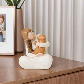 Resin angel statue for dog lovers and memorial display