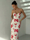 Pink orange ombre halter maxi dress