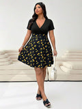 Plus size surplice V neck fit and flare summer dress variant image 24