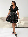 Plus size surplice V neck fit and flare summer dress variant image 21