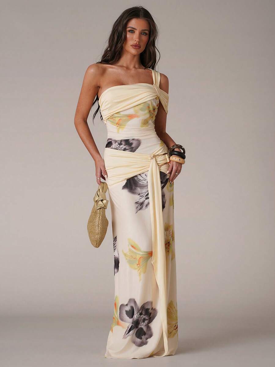 Apricot backless maxi dress view 3