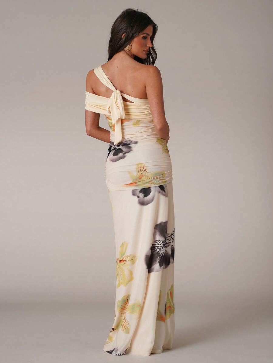 Apricot backless maxi dress view 1