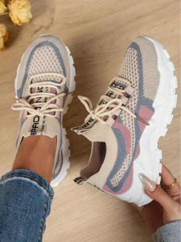 colorblock mesh chunky running sneakers image 31 showing visible mesh, laces, color, sole, toe, heel, or sneaker construction details
