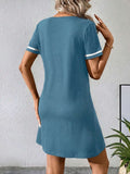 contrast trim V neck short sleeve T shirt mini dress image 8