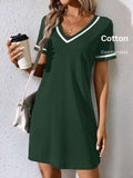 contrast trim V neck short sleeve T shirt mini dress image 10