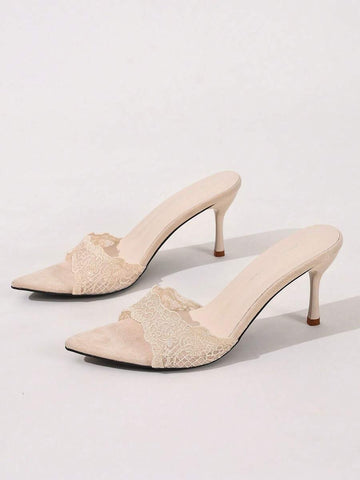 Image 1 - front view of Elegant Black Open-Toe Mesh Stiletto Sandals for Women - Minimalist High Heel Fashion for Summer