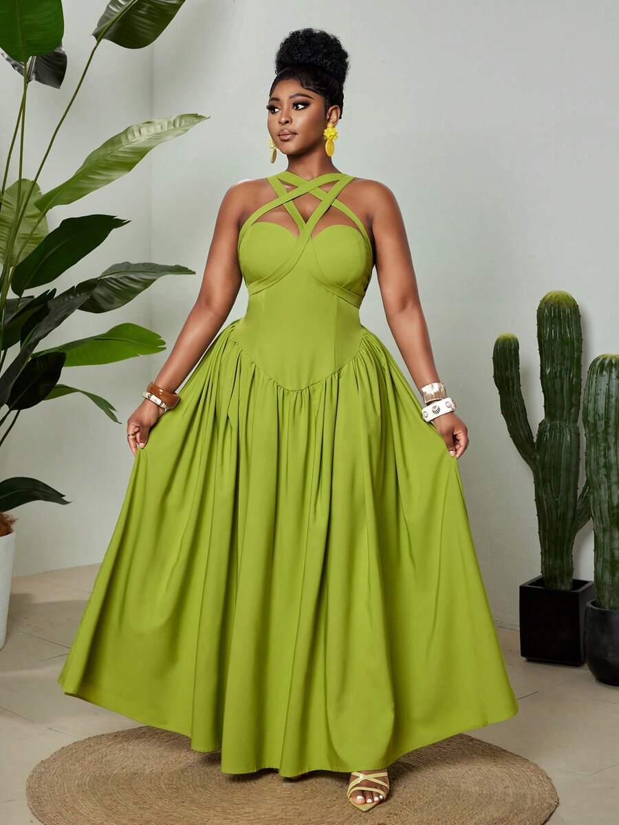 Exude Sun-Drenched Sophistication in Our Elegant Plus Size Green Spaghetti Strap Asymmetrical Dress!

Experience the breathtaking fusion of heritage luxury and sharp, modern architectural tailoring. This stunning emerald-toned ensemble is meticulously designed for the woman who values a high-fashion, "quiet luxury" approach to seasonal dressing—the ultimate centerpiece for prestigious garden retreats, exclusive gallery openings, and high-authority summer soirées.

Iconic Verdant Artistry: Featuring a master