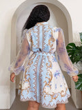 Front view of Elegant Floral Plus Size Mini Shirt Dress for Beach Vacations and Special Occasions in Pink color
