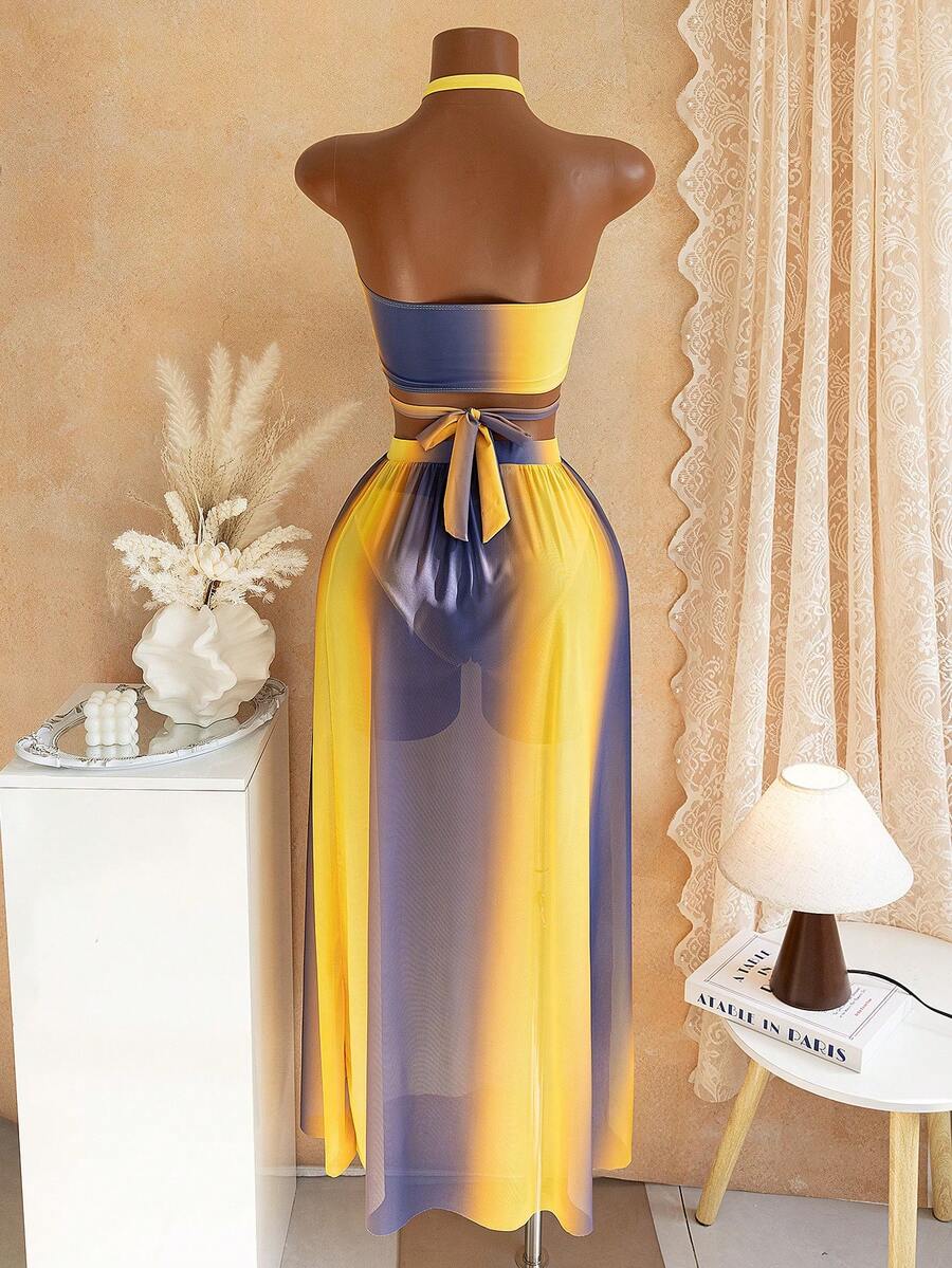 Bring bold color to your summer wardrobe with this Swimsuit. Designed for women who love playful, eye-catching style, this matching swimwear set includes a flattering tie-dye bikini and a lightweight beach skirt for effortless coverage and versatility.