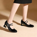 pearl buckle block heel pumps image 4 showing visible shoe design, texture, strap, heel or flat sole details