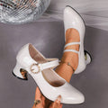 pearl buckle block heel pumps image 3 showing visible shoe design, texture, strap, heel or flat sole details