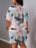 Black color option for letter print t-shirt dress