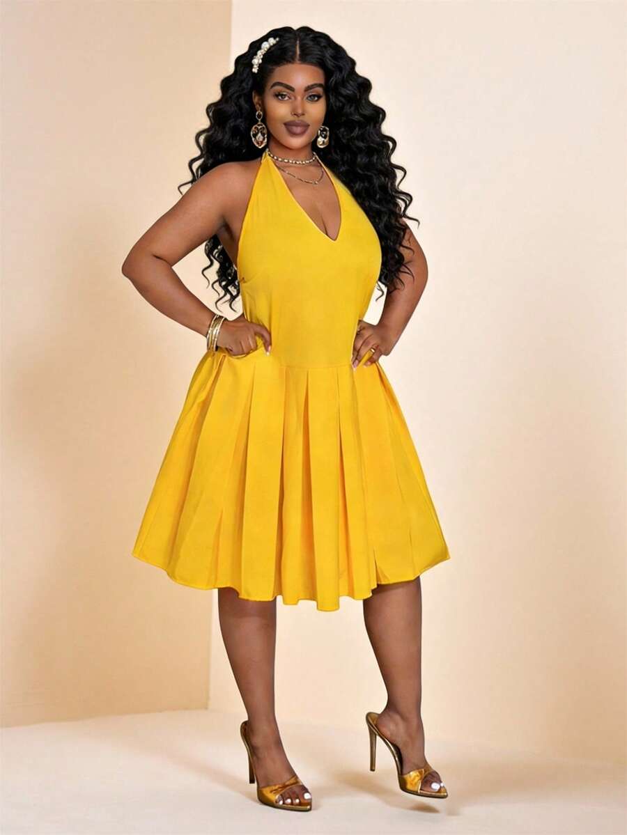 yellow casual dress women Dresses Summer Women Dresses Long Women Dresses MDYP9759 this dress is the perfect choice for warm Versatile Plus-Size Yellow Babydoll Maxi