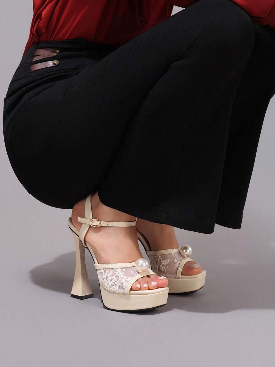 Elegant Black Lace Embroidered High Heel Platform Sandals for Women - Perfect for Parties and Night Out unique product image 4 black lace embroidered high heel platform sandal styling