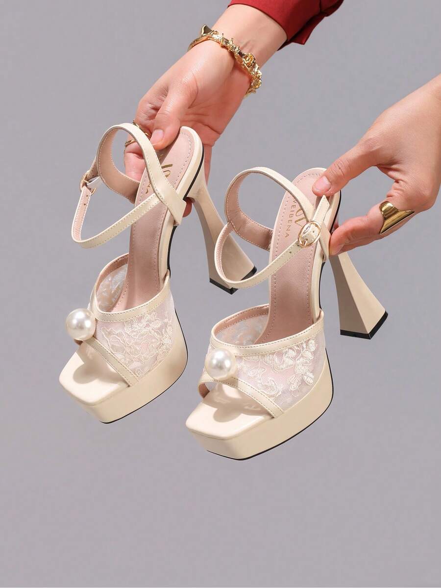 Elegant Black Lace Embroidered High Heel Platform Sandals for Women - Perfect for Parties and Night Out unique product image 5 black lace embroidered high heel platform sandal styling