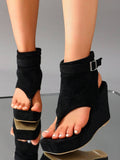 Top view of Stylish Women's Thick Sole Wedge Sandals: Comfort Meets Versatility for colorful wedge sandal styling