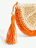 Final angle view of stylish straw clutch bag for beach days