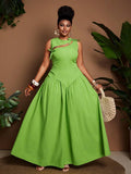 Image 4 - fabric detail of Stylish Plus Size Sleeveless Dress with Cutout and Cinched Waist for a Flattering Fit
