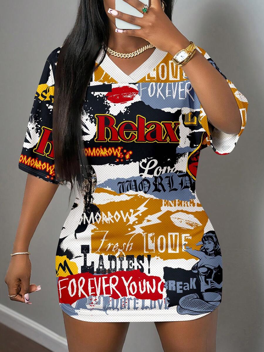 Model wearing Y2K vintage style dress for casual occasions
