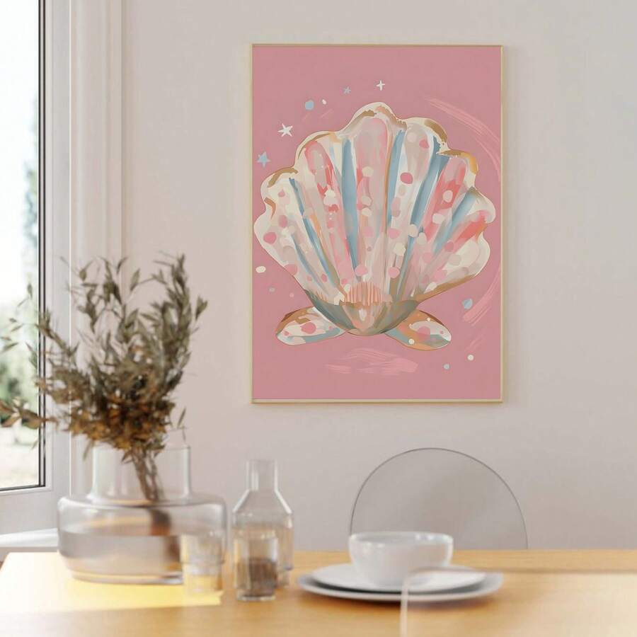 Pastel seashell close-up wall artwork