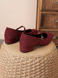 suede Mary Jane low heel pumps image 12 showing visible heel, toe, strap, color, and material details