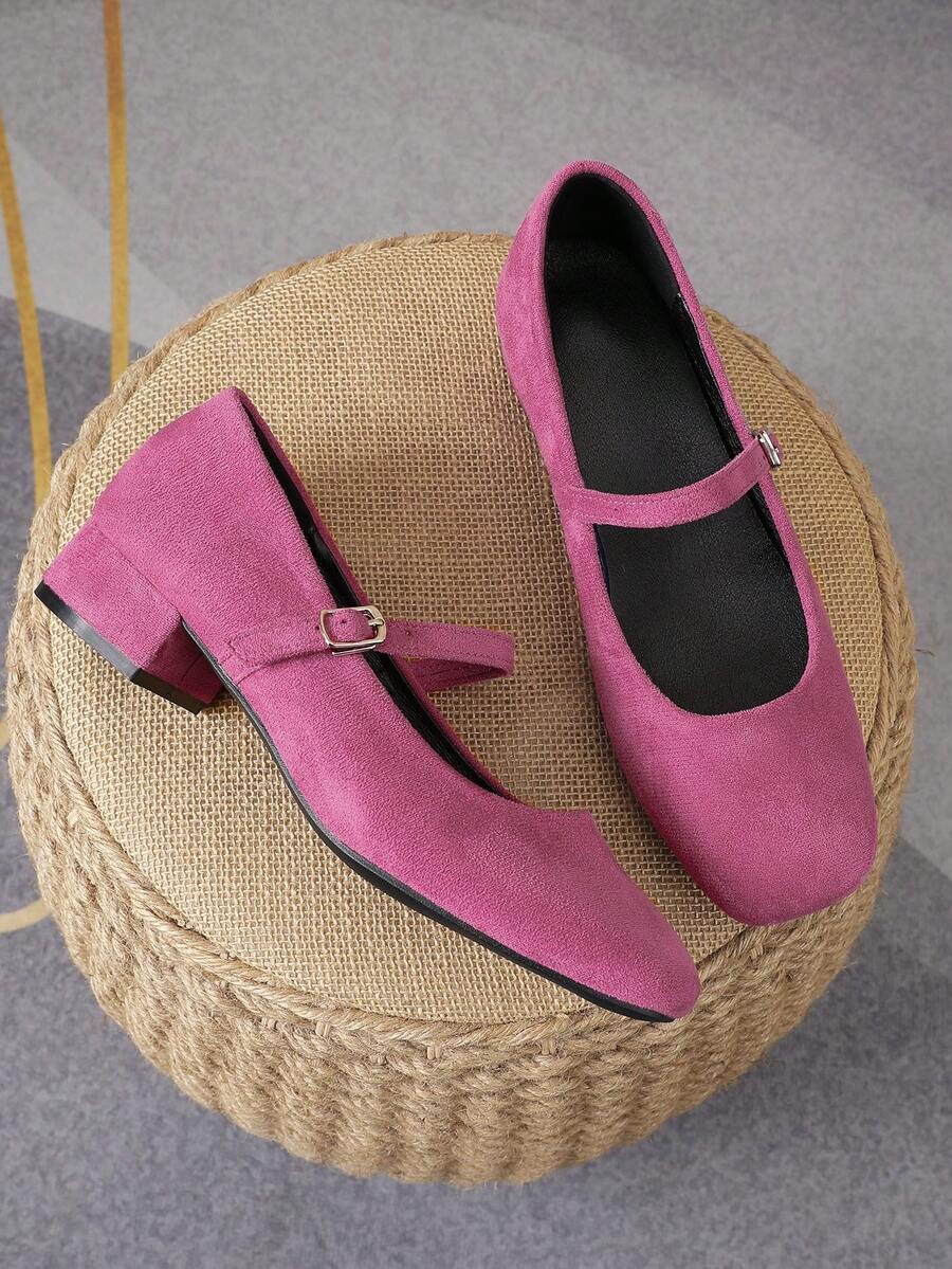 suede Mary Jane low heel pumps image 1 showing visible heel, toe, strap, color, and material details