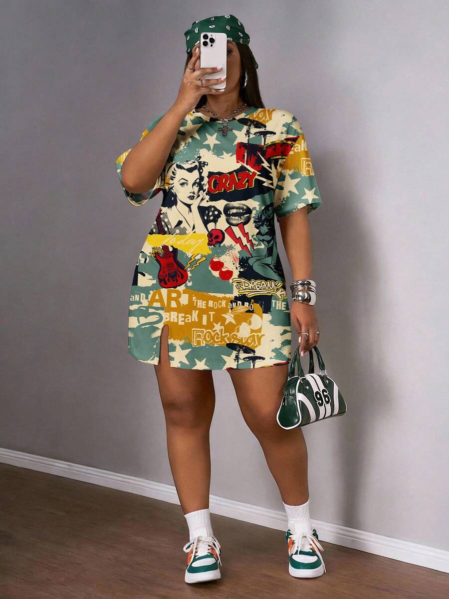 Round neckline detail on comfortable casual dress