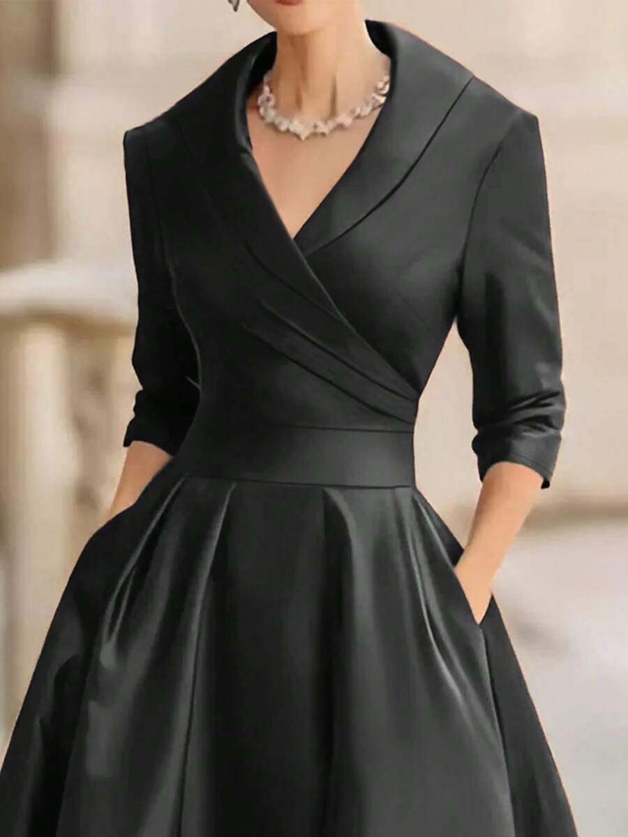 Embrace timeless European sophistication with this French-inspired long sleeve dress. The deep V-neckline creates an elegant, flattering silhouette perfect for transitional seasons. Crafted for effortless style, this piece seamlessly moves from casual daytime wear to evening occasions. The flowing design and refined cut embody classic French fashion sensibilities, making it an essential addition to any autumn-winter wardrobe. Versatile enough to dress up or down, it pairs beautifully with layered accessorie