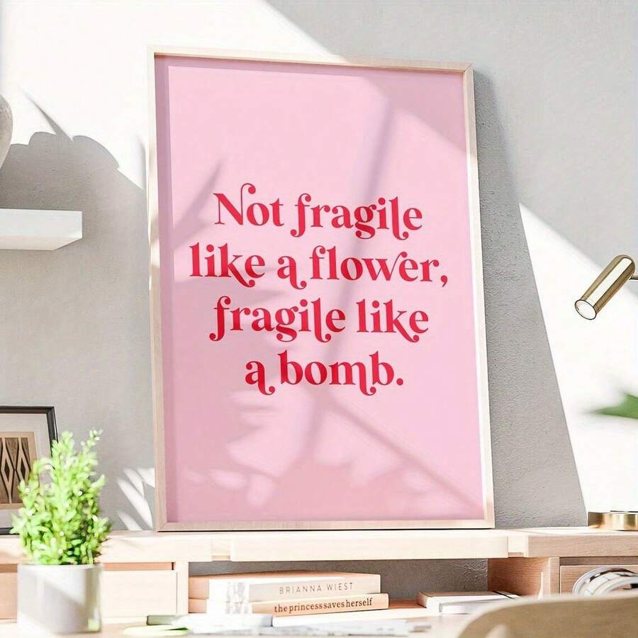 Close-up of modern pink inspirational lettering wall art