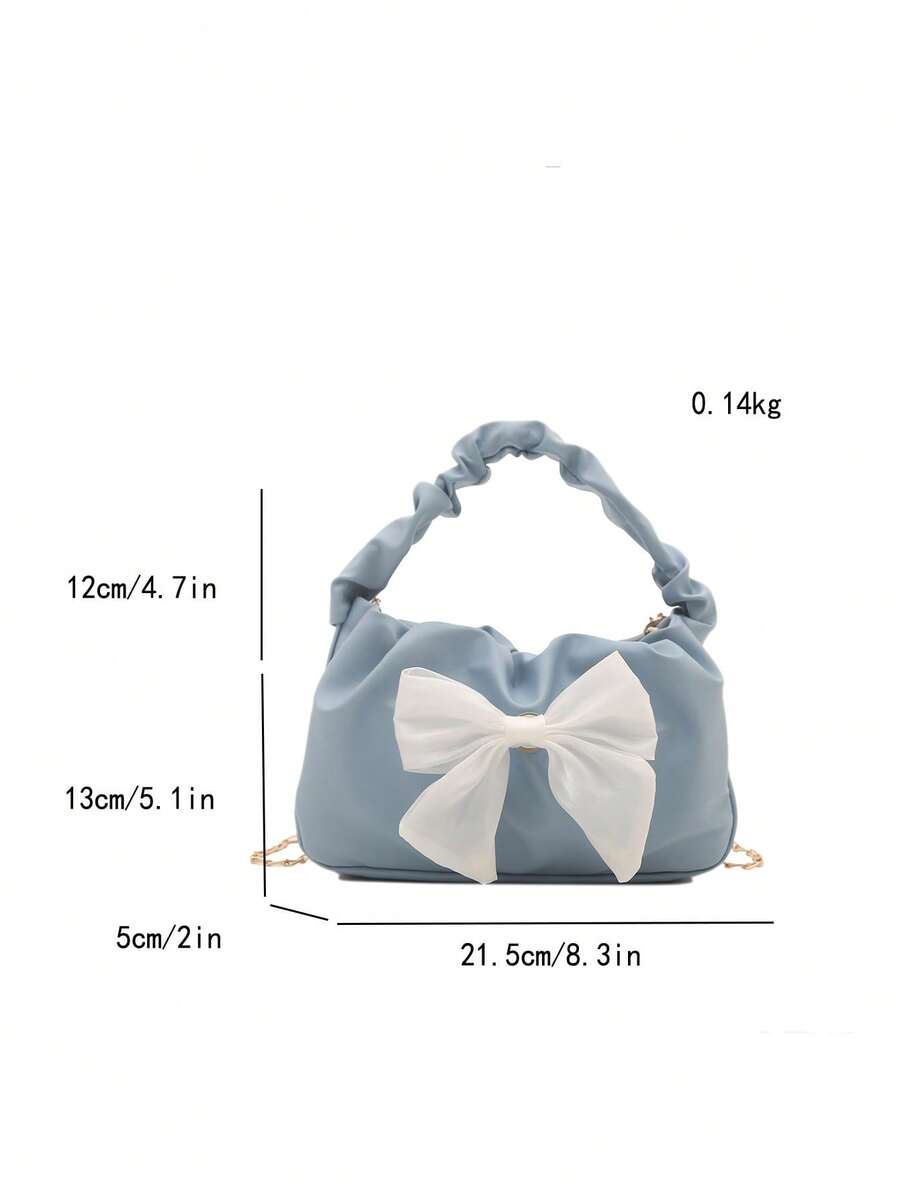 Image 4 - detail view of Fashionable Crescent-Shaped Handbag with Silk Scarf Bow - Perfect Valentine’s Day Gift for Women
