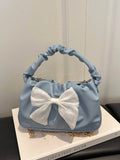 Image 3 - back view of Fashionable Crescent-Shaped Handbag with Silk Scarf Bow - Perfect Valentine’s Day Gift for Women
