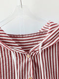 Detail view of Elegant Plus Size Striped Hooded Shirt  for Summer and Autumn - Lightweight & Stylish for everyday styling