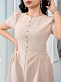 Color option view of Elegant Plus Size Women's Waist-Cinching Dress for Summer Dates and Special Occasions