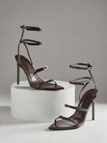 Multi strap stiletto heels with glossy patent finish image 16