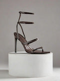 Multi strap stiletto heels with glossy patent finish image 19